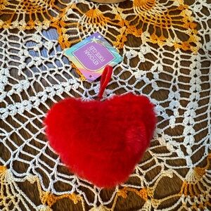 Red Heart-Shaped Faux Fur Keychain